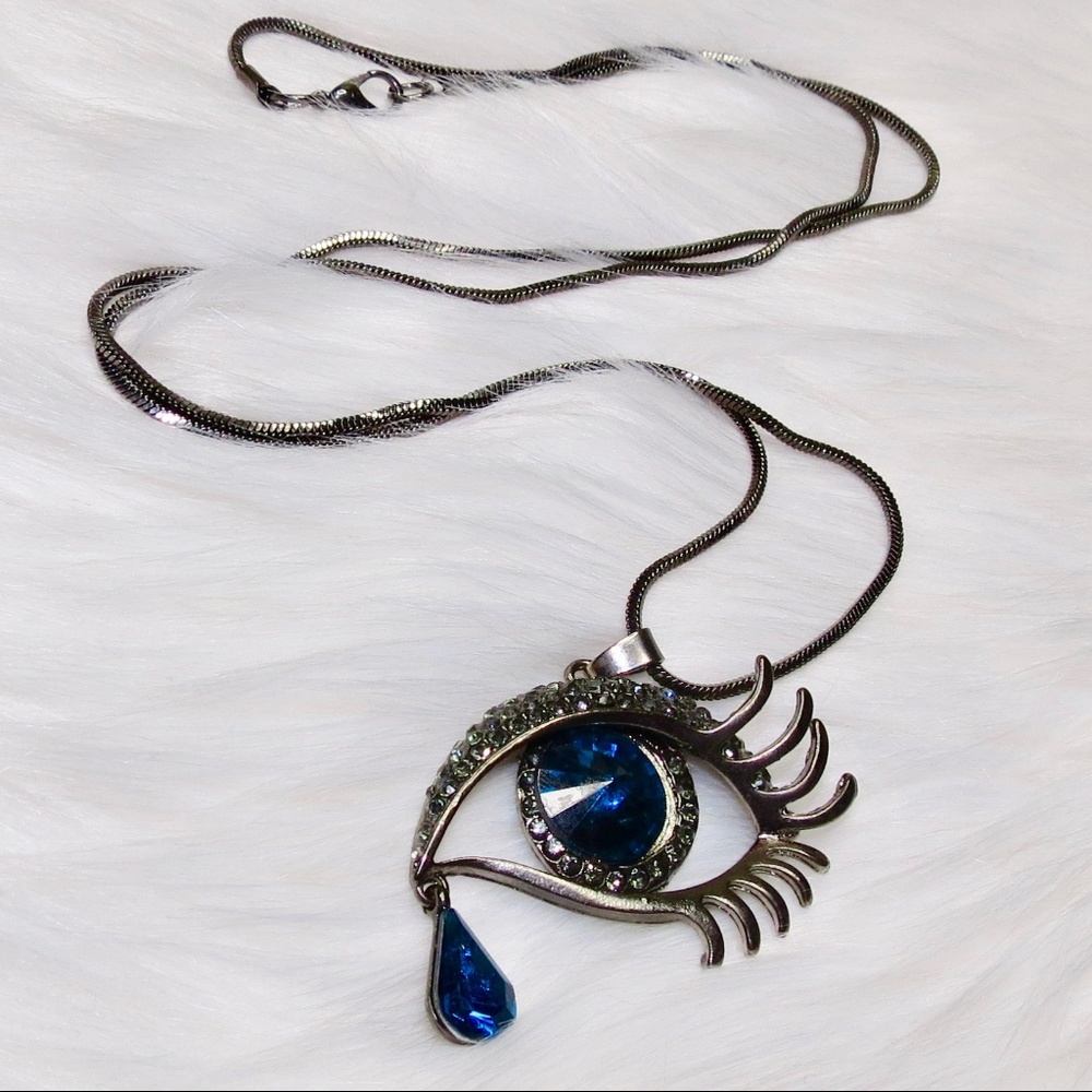 Crystal Eye Tear Drop Necklace